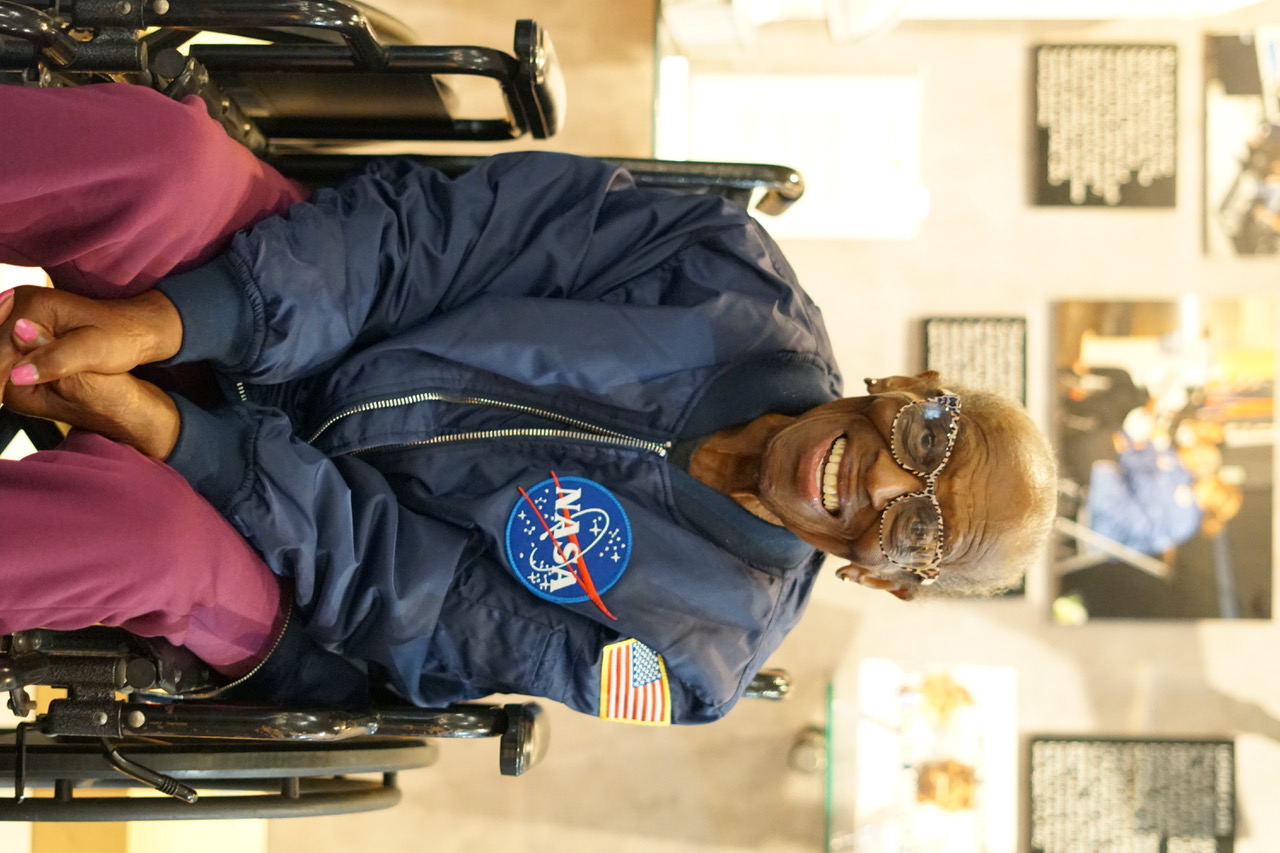 Ethel L. Lee wearing her NASA jacket.